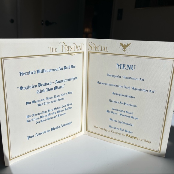 Pan American World Airways 1972 Ticket & Menu Charter Flight Miami to Frankfurt - Picture 5 of 7